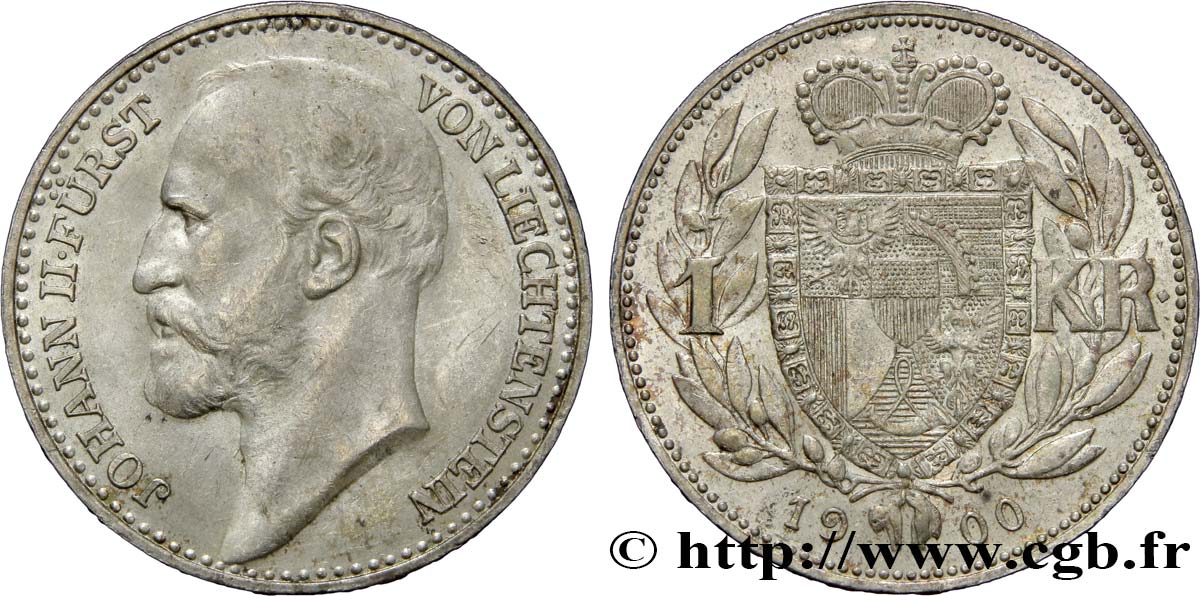 LIECHTENSTEIN 1 Krone Jean II 1900 Berne AU 