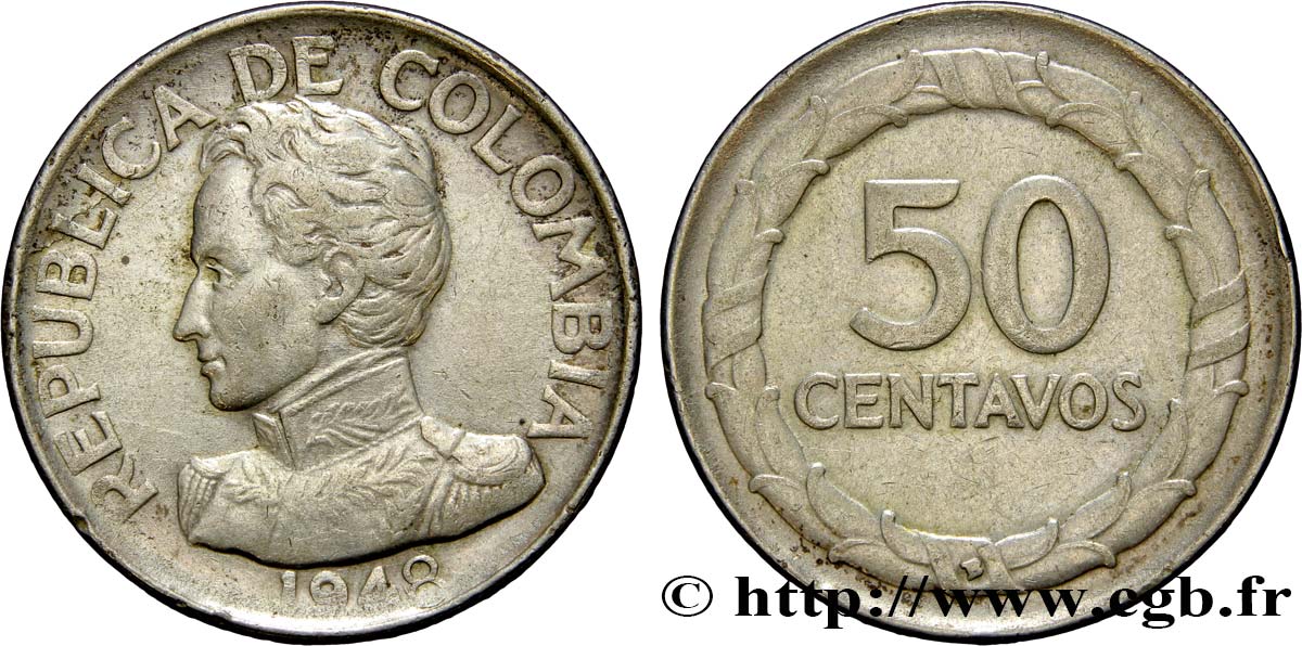COLOMBIE 50 Centavos 1948  TTB 