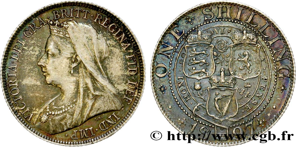 ROYAUME-UNI 1 Shilling Victoria vieille tête  1897  TTB+ 