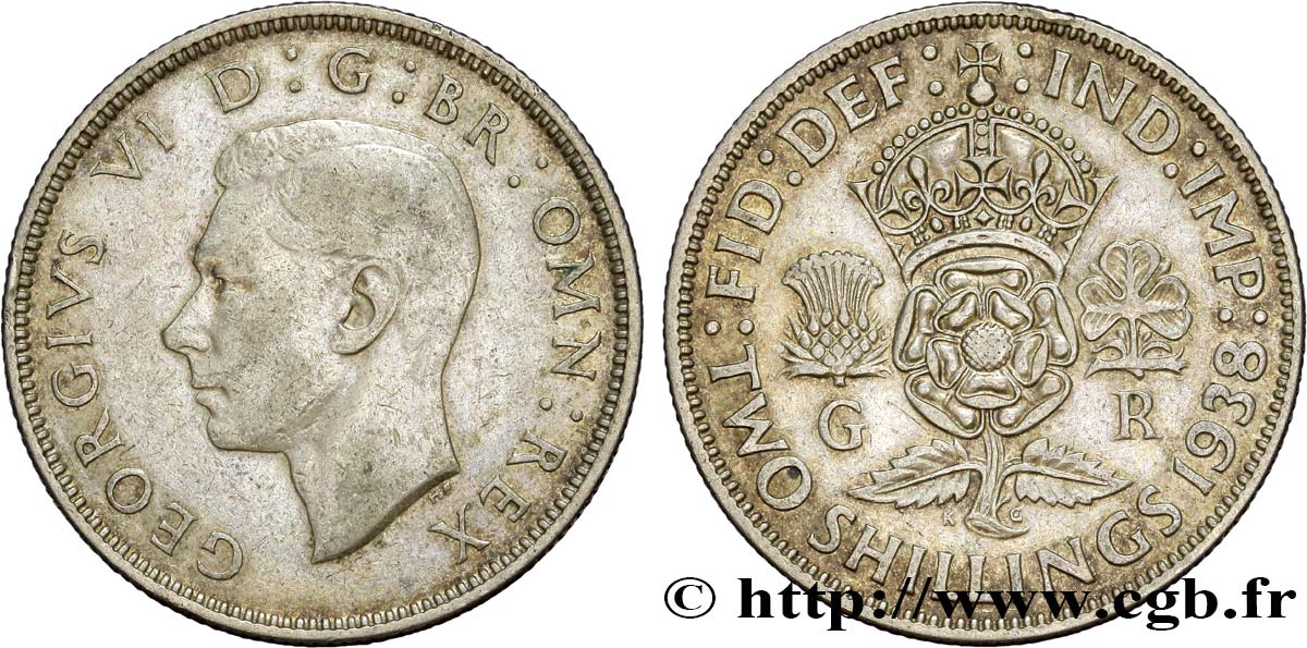 ROYAUME-UNI 1 Florin (2 Shillings) Georges VI 1938  TTB 