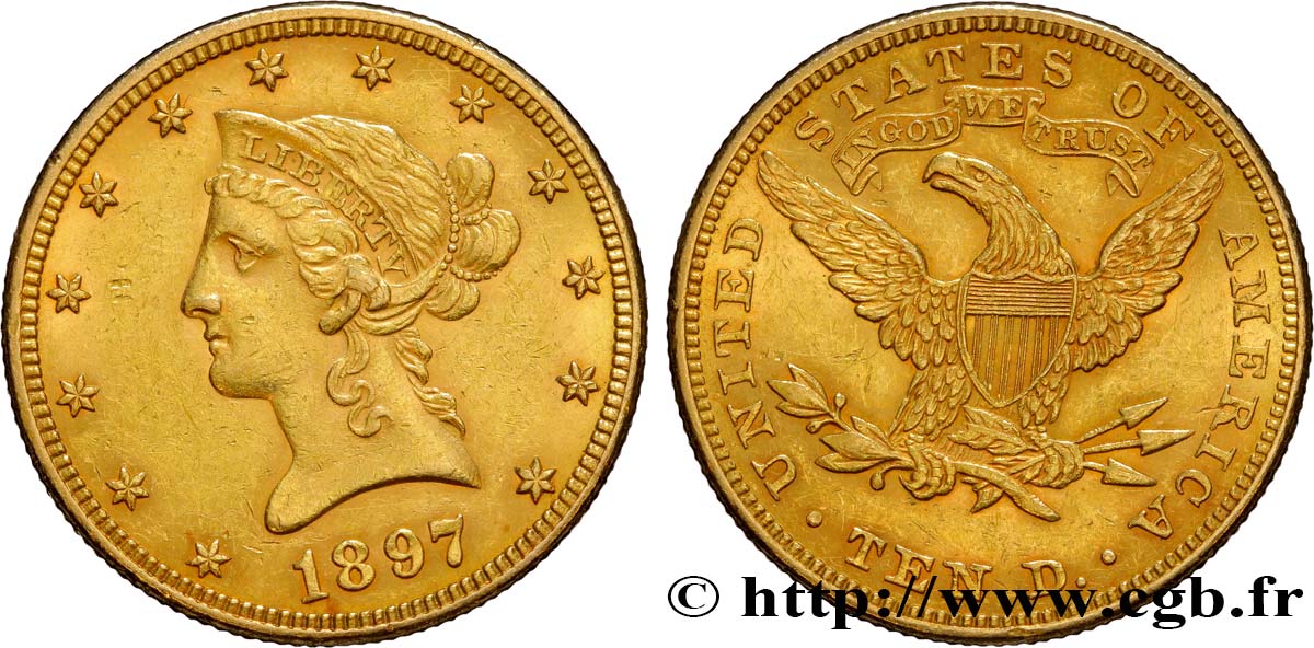 ÉTATS-UNIS D AMÉRIQUE 10 Dollars or  Liberty  1897 Philadelphie TTB+ 