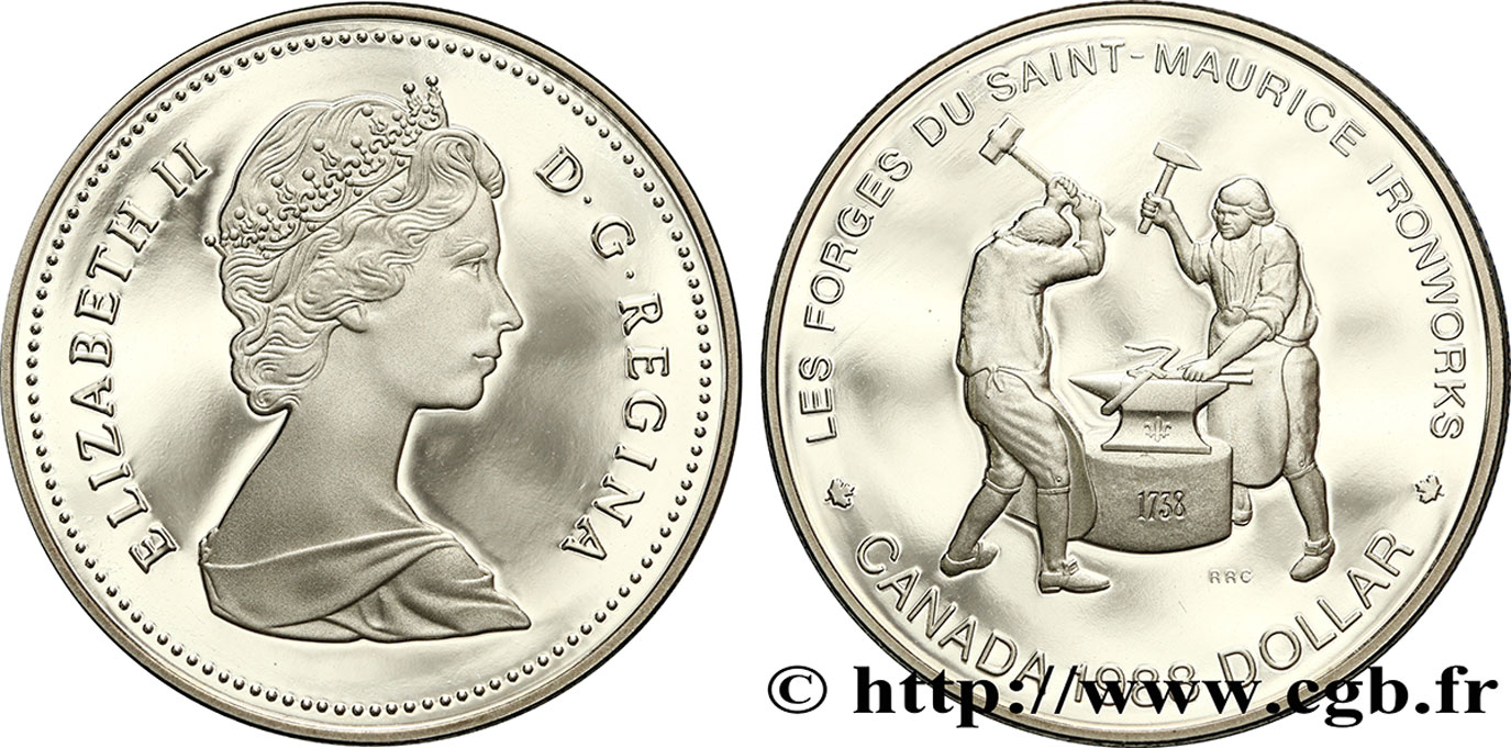 KANADA 1 Dollar proof Elisabeth II / Forges du Saint-Maurice 1988  fST 