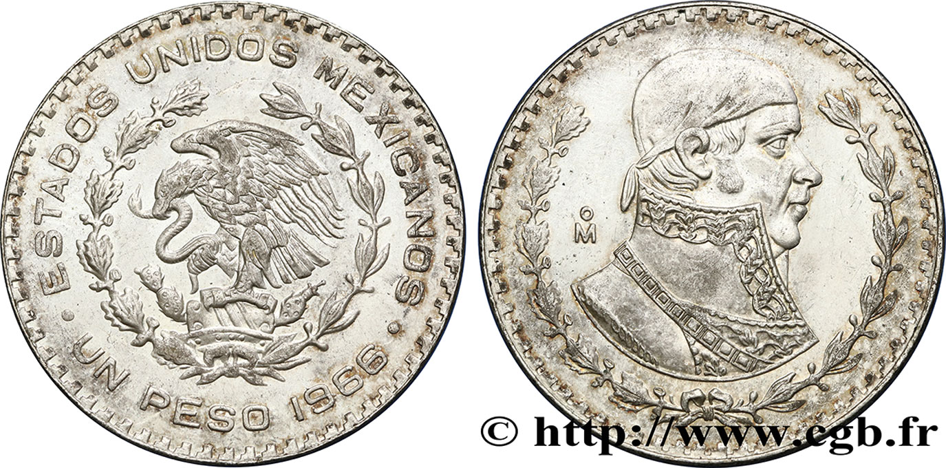MEXIQUE 1 Peso Jose Morelos y Pavon 1966 Mexico SUP 