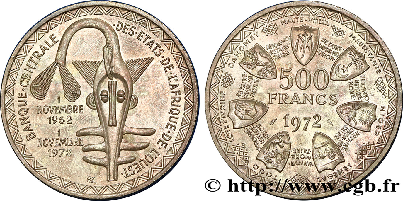 ÉTATS DE L AFRIQUE DE L OUEST (BCEAO) 500 Francs BCEAO 1972 Paris SPL