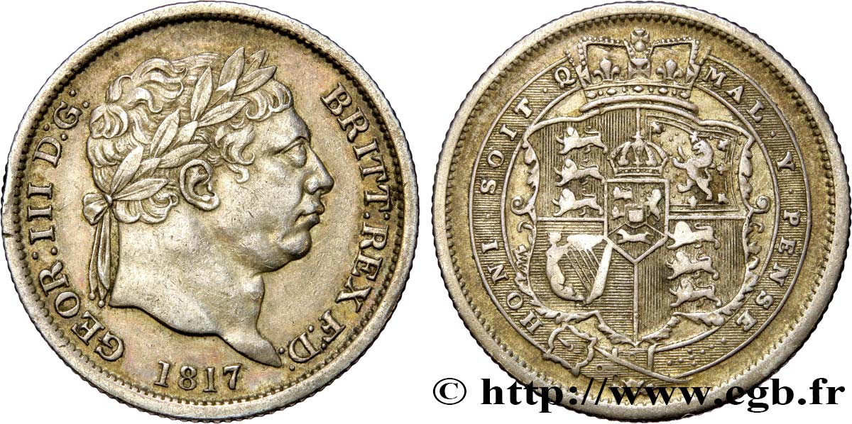 ROYAUME-UNI 1 Shilling Georges III 1817  TTB 