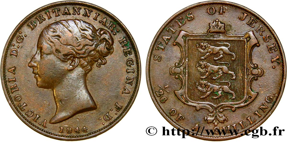 JERSEY 1/26 Shilling Reine Victoria 1844  SS 