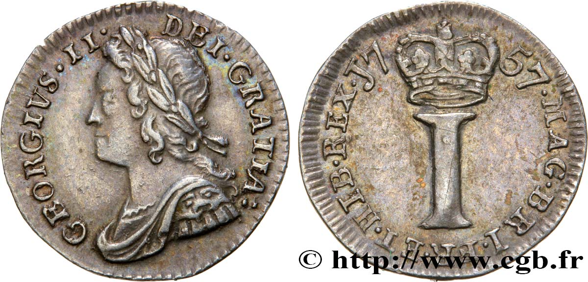 ROYAUME-UNI 1 Penny Georges II 1757  SUP 