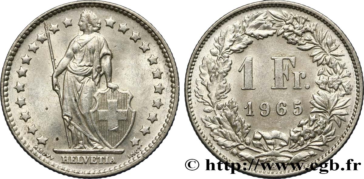 SWITZERLAND 1 Franc Helvetia 1965 Berne MS 