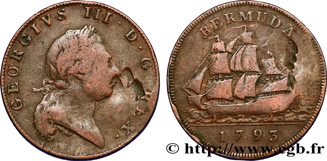 BERMUDA 1 Penny Georges III 1793  VF 