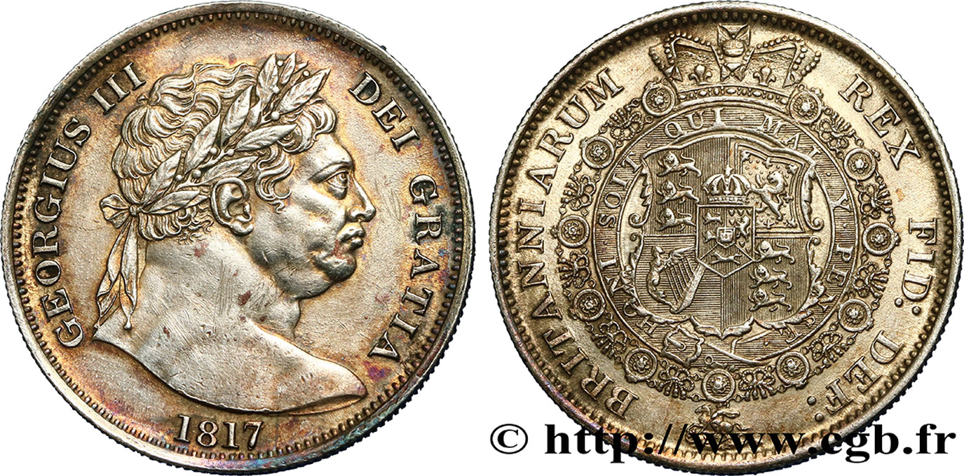 ROYAUME-UNI 1/2 Crown Georges III 1817  SUP 