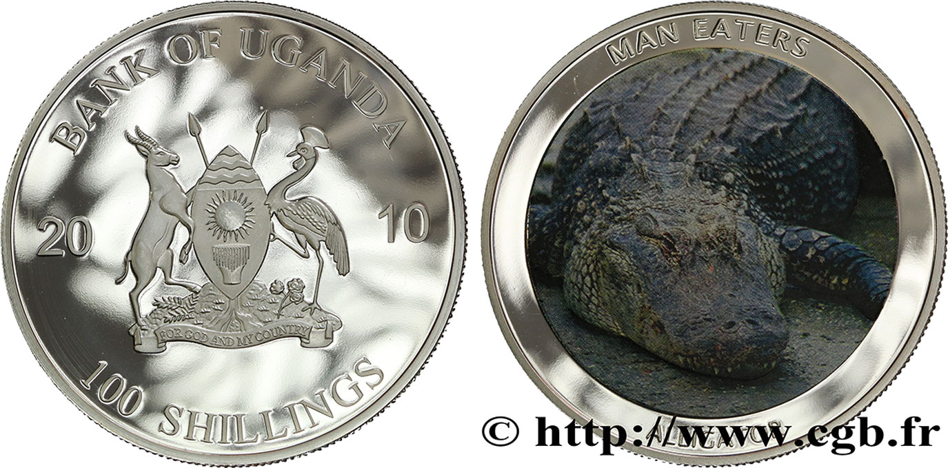 OUGANDA 100 Shillings Proof série Mangeurs d’hommes : alligator 2010  FDC 