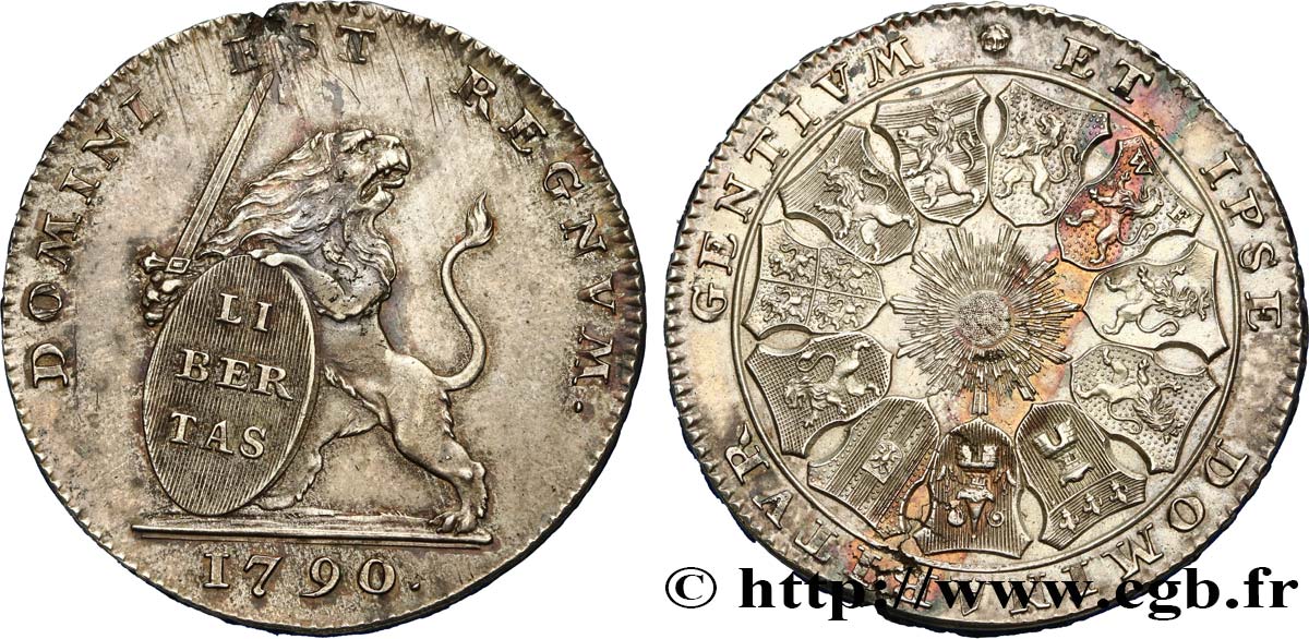 BELGIQUE - ÉTATS UNIS DE BELGIQUE Lion d’argent ou pièce de 3 florins 1790 Bruxelles VZ 
