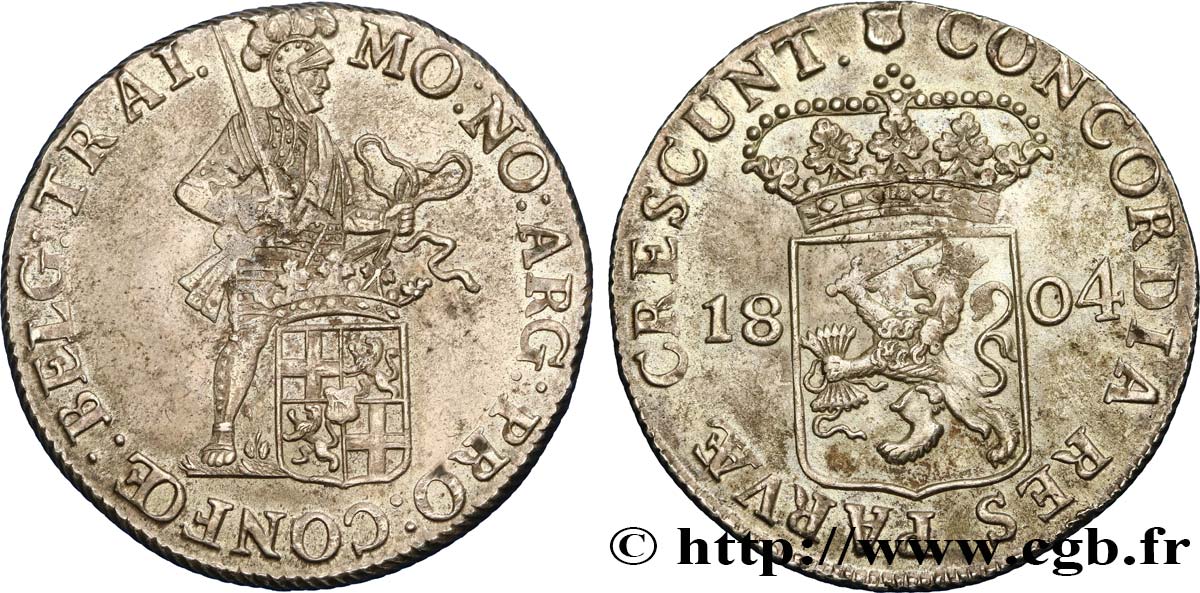 NETHERLANDS - RÉPUBLIQUE BATAVE Ducat d’argent ou Risksdaler 1804 Utrecht AU 