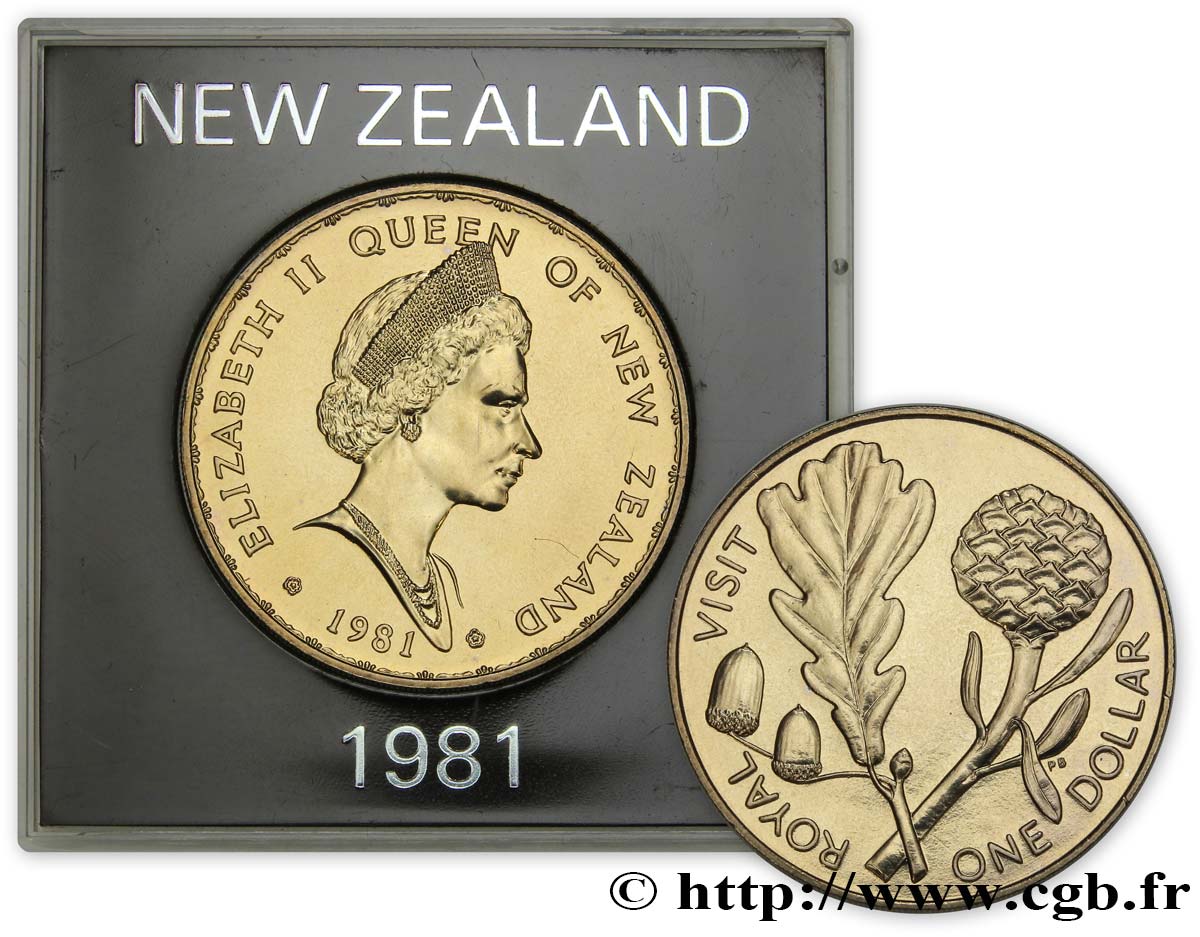 NEW ZEALAND 1 Dollar visite royale d’Elisabeth II 1981 Royal British Mint MS 