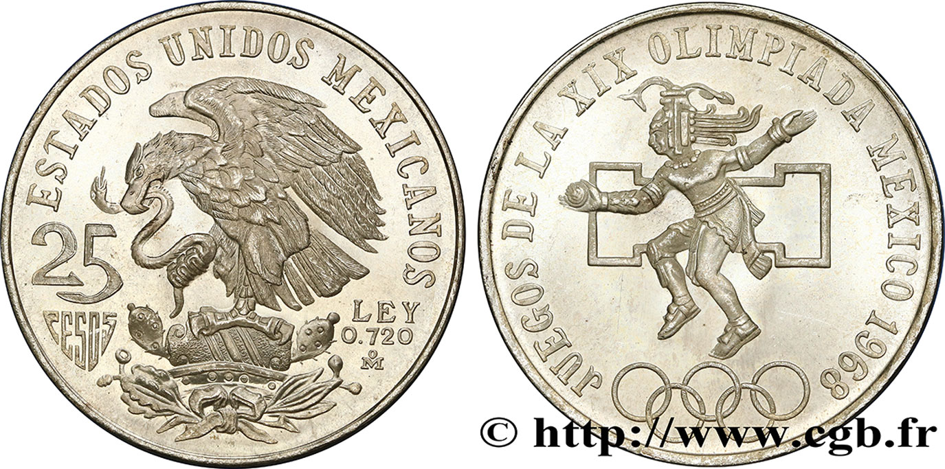 MESSICO 25 Pesos Jeux Olympiques de Mexico 1968 Mexico MS