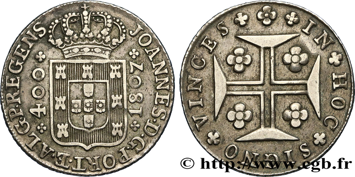 PORTUGAL 400 Reis Jean VI 1807 Lisbonne TTB+ 