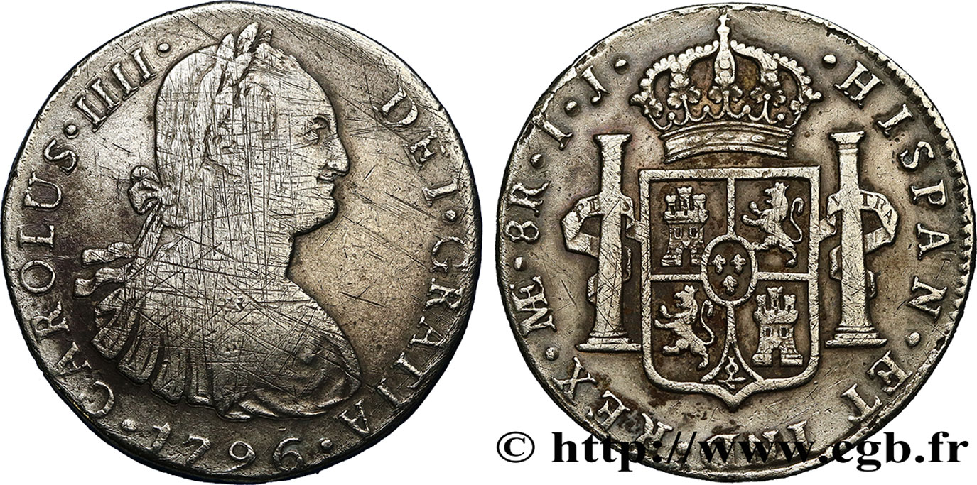 PERU 8 Reales Charles IIII 1796 Lima VF 