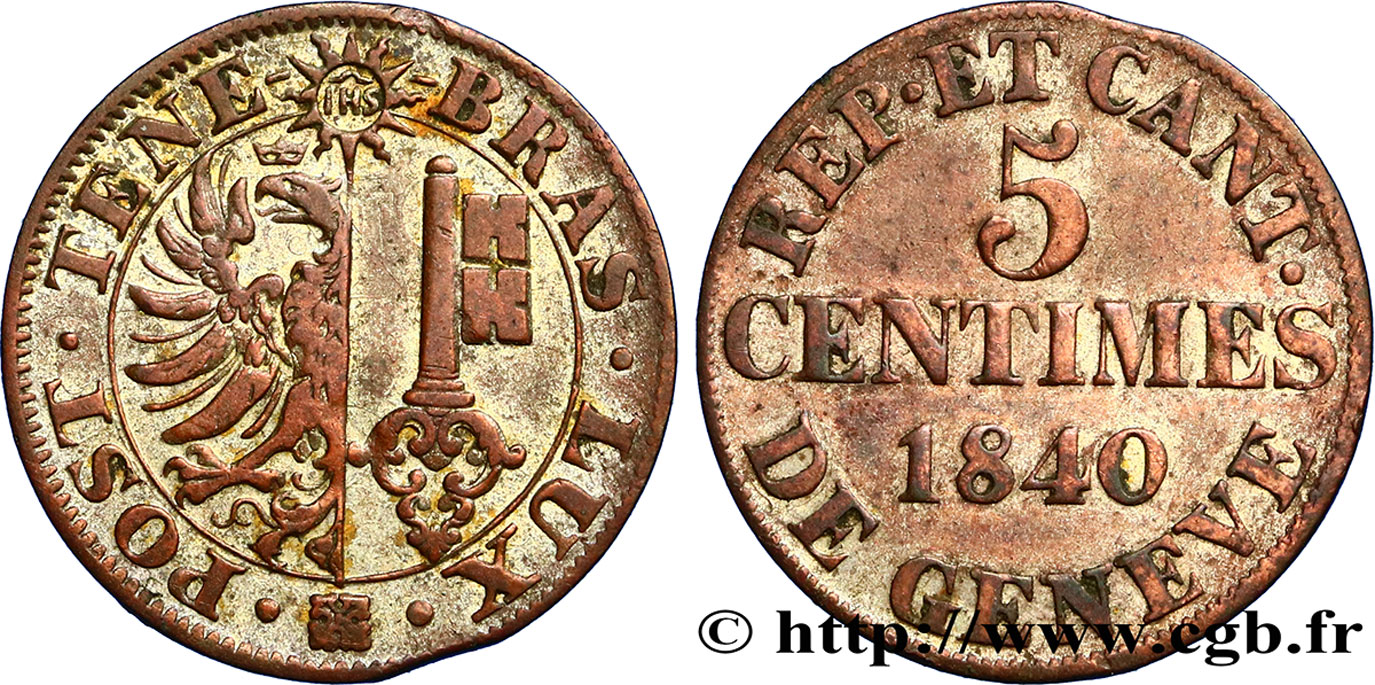 SUISA - REPUBLICA DE GINEBRA 5 Centimes 1840  MBC 
