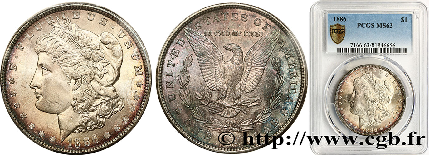 ÉTATS-UNIS D AMÉRIQUE 1 Dollar Morgan 1886 Philadelphie SPL63 PCGS
