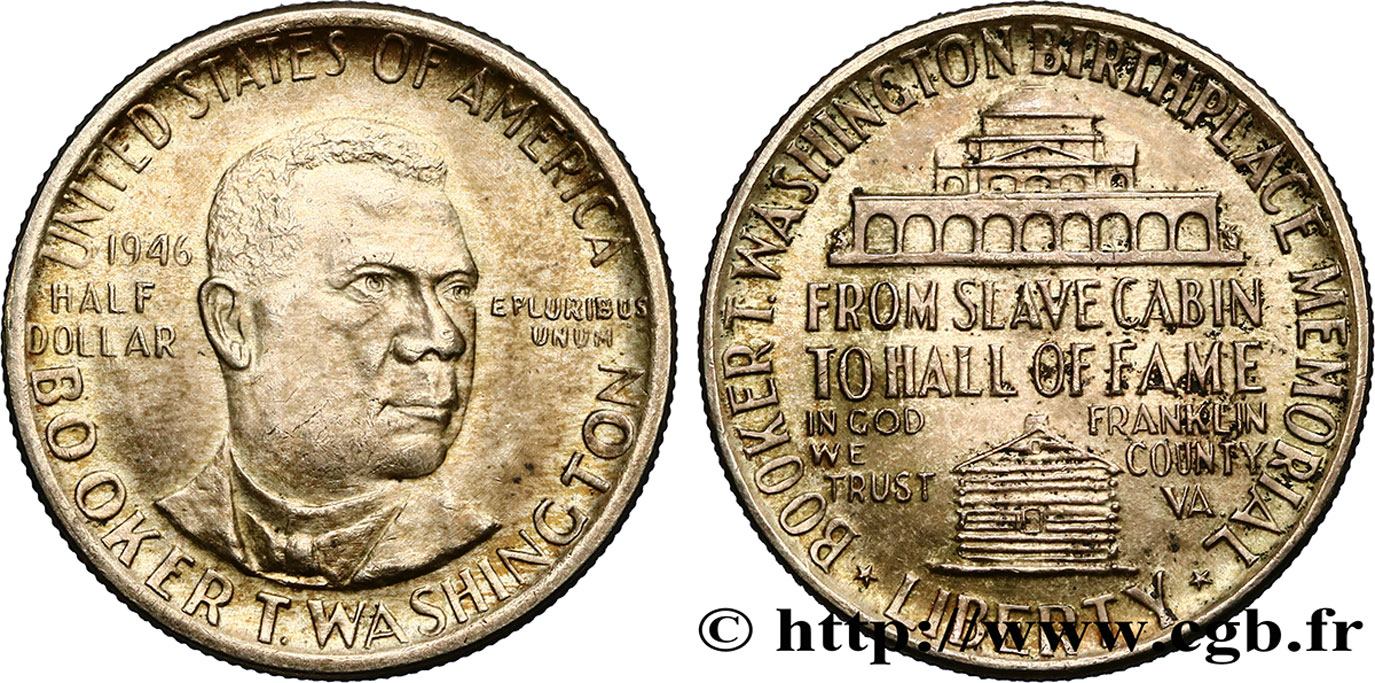 ÉTATS-UNIS D AMÉRIQUE 1/2 Dollar Booker T. Washington Memorial 1946 Philadelphie SUP 