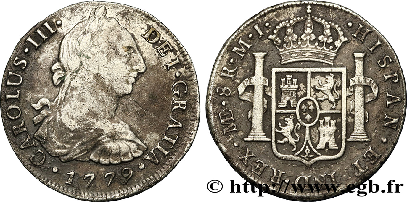 PERU 8 Reales Charles III 1779 Lima VF 
