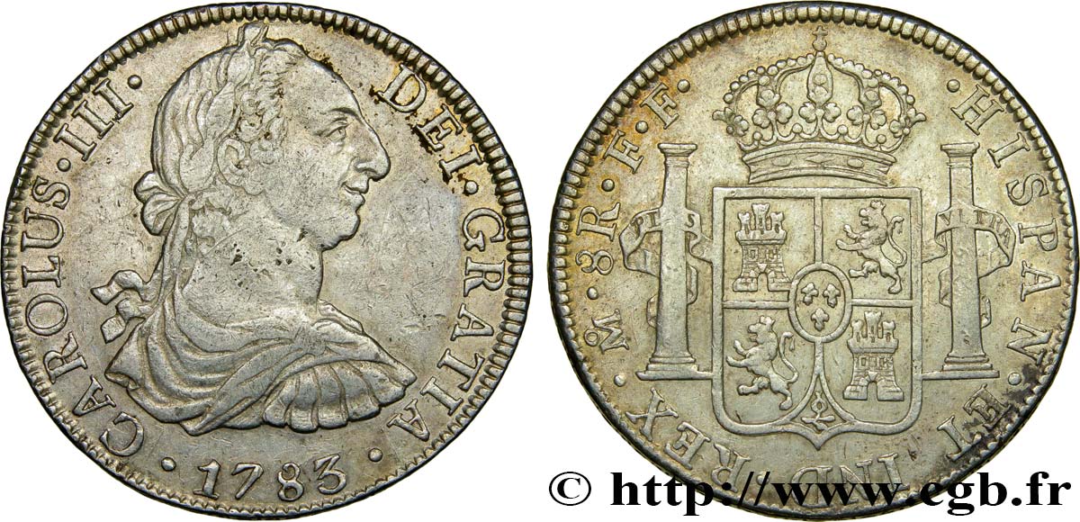 MEXIQUE 8 Reales Charles III d’Espagne 1783 Mexico TTB+ 
