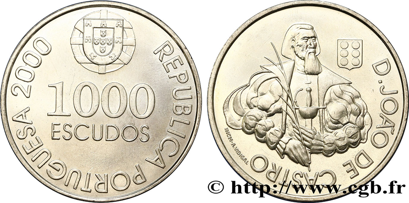 PORTUGAL 1000 Escudos D. Joao de Castro, explorateur  de la mer Rouge et vice-roi des Indes  2000  SC 