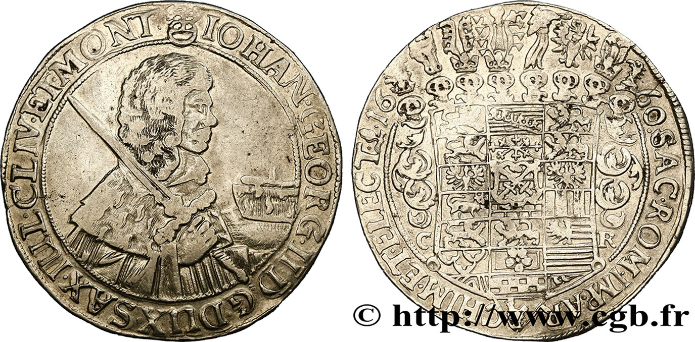 GERMANY - DUCHY OF SAXONY - JOHN GEORGE II Thaler  1660 Dresde VF/XF 
