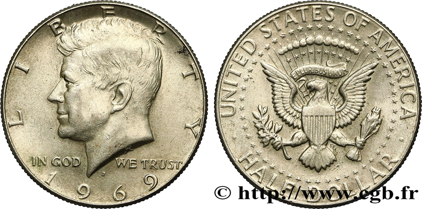 UNITED STATES OF AMERICA 1/2 Dollar ‘proof’ Kennedy 1969 Denver AU 