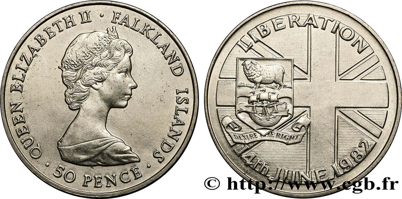 ISOLE FALKLAND 50 Pence Élisabeth II  1982  SPL 