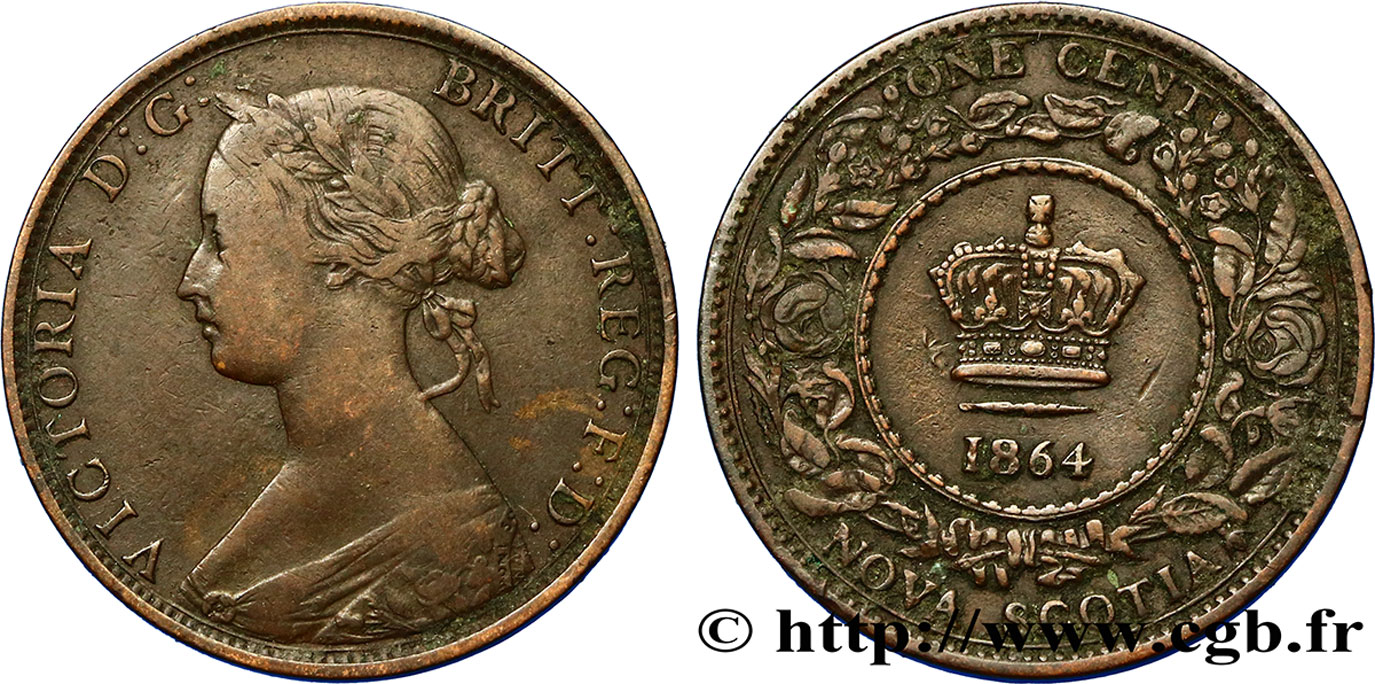 CANADA 1 Cent Nouvelle Écosse Victoria 1864  VF 