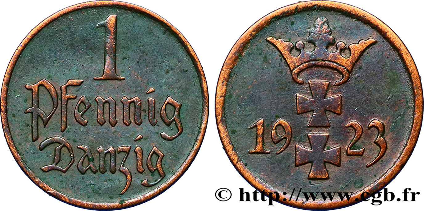DANZIG (Free City of) 1 Pfennig 1923 Berlin XF 
