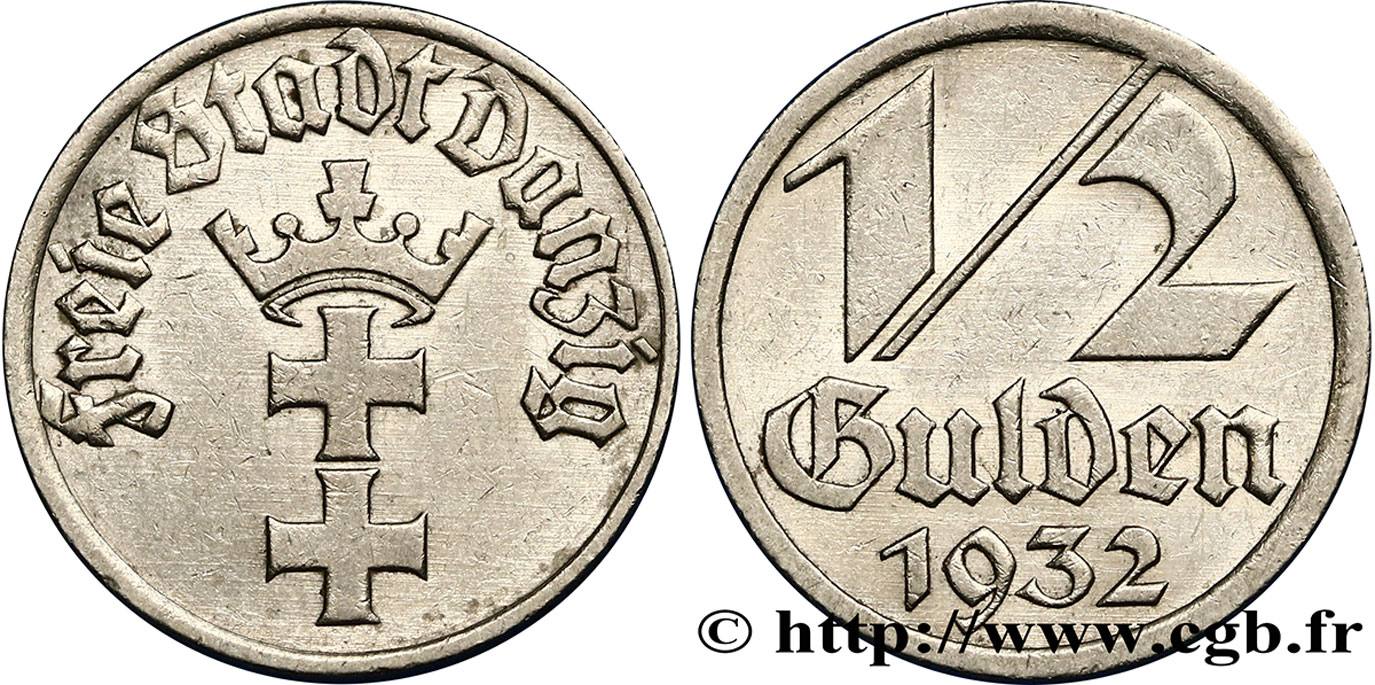DANTZIG - VILLE LIBRE DE DANTZIG 1/2 Gulden 1932  SUP 