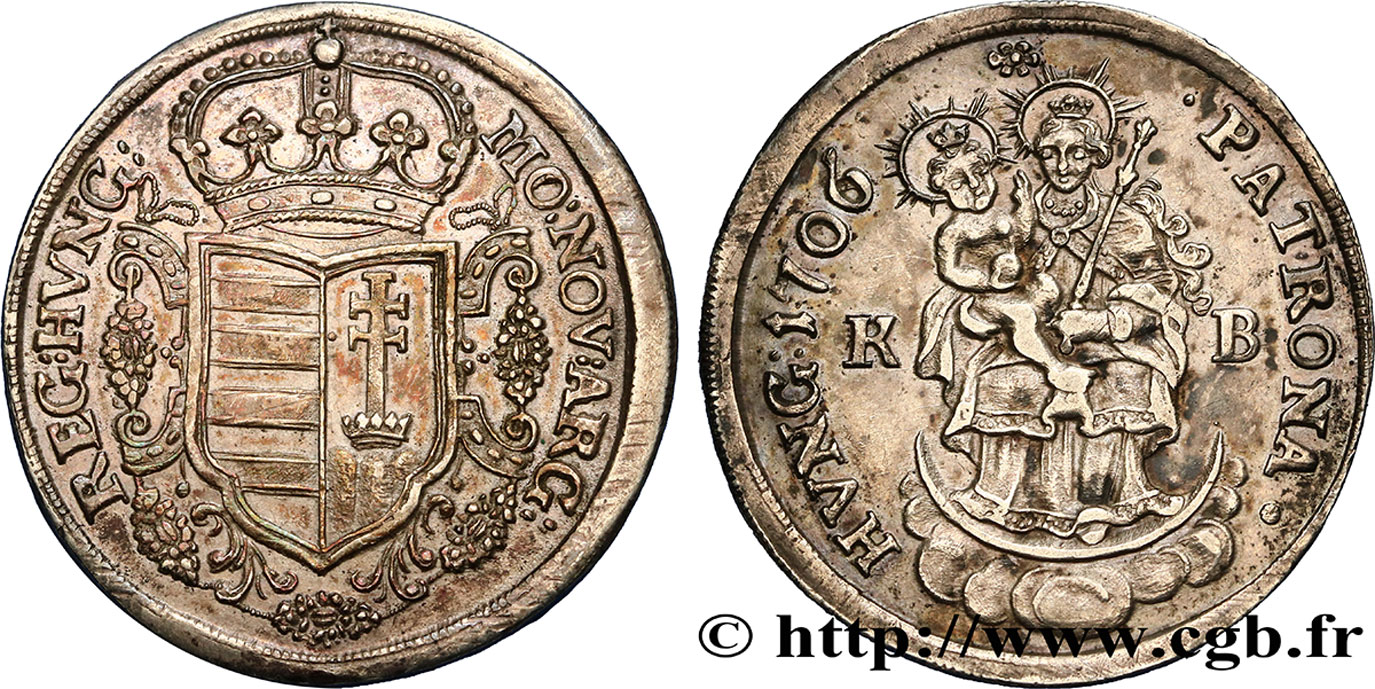 HUNGARY - FRANCIS RAKOCZY Demi-thaler ou forint 1706 Kremnitz (Kormoczbanya) AU/AU 