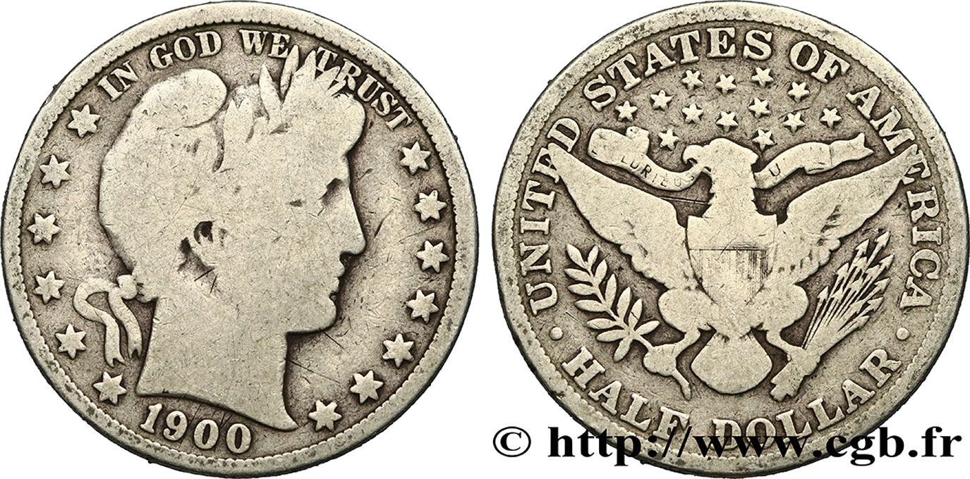 UNITED STATES OF AMERICA 1/2 Dollar type Barber 1900 Philadelphie F 