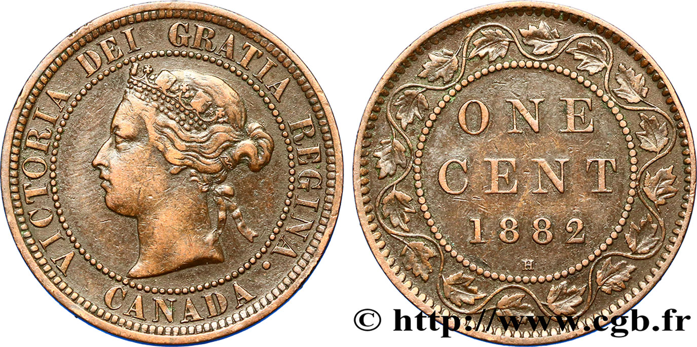 CANADA 1 Cent Victoria 1882 Heaton - H TTB 