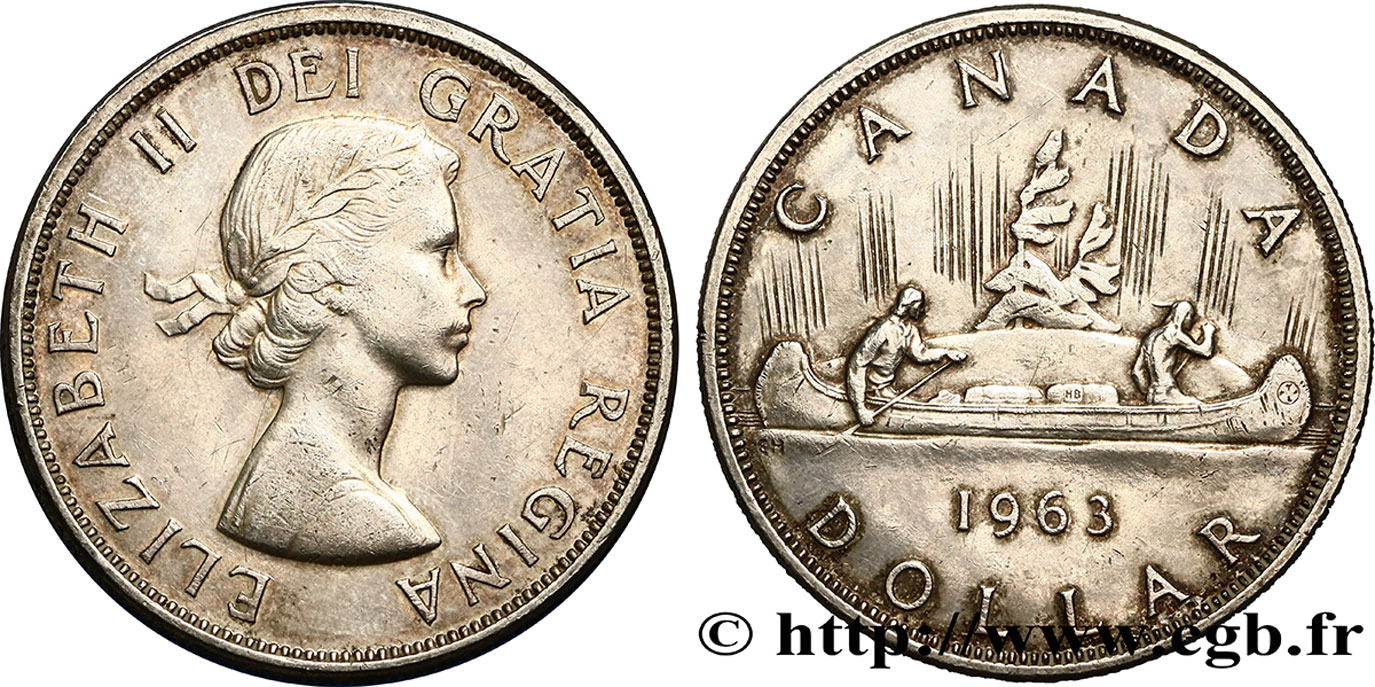 CANADA 1 Dollar Canoë avec indien 1963  TTB+ 