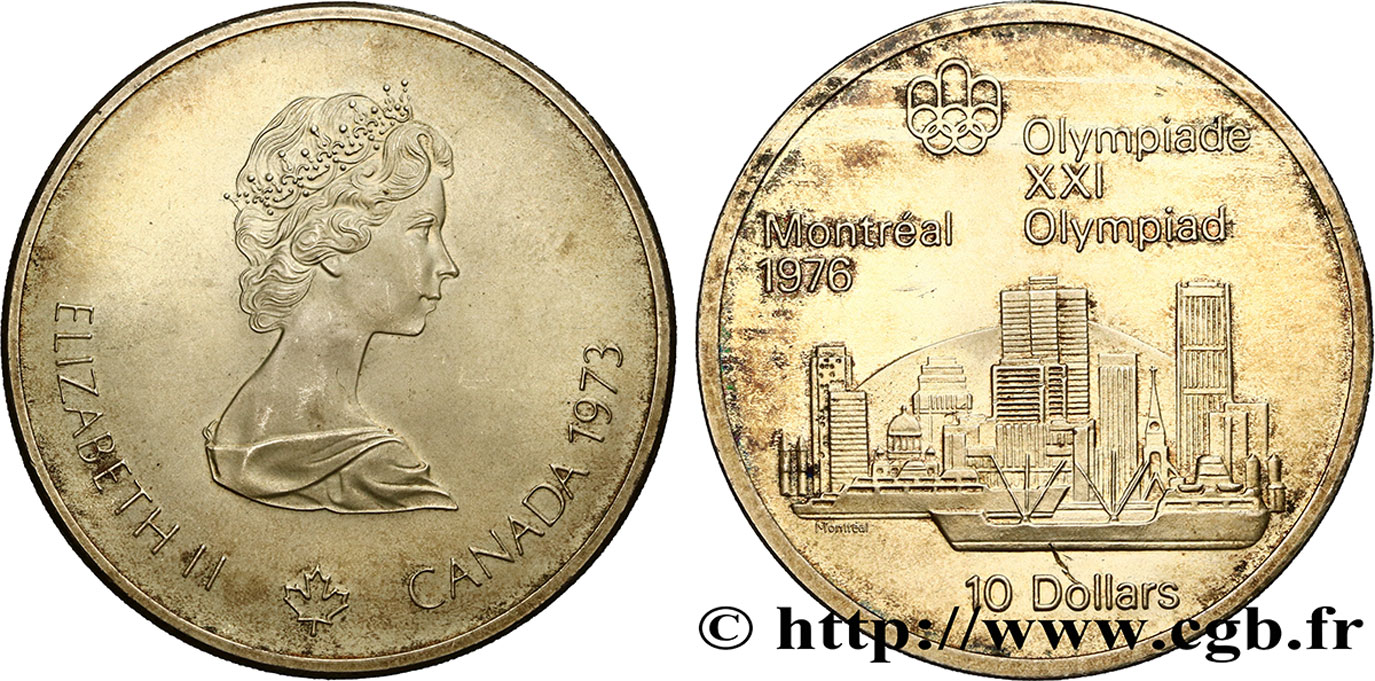 CANADA 10 Dollars JO Montréal 1976 “skyline” de Montréal 1973  SUP 