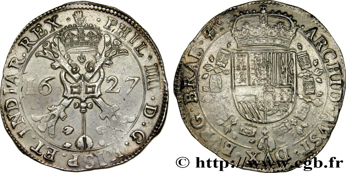 SPANISH NETHERLANDS - DUCHY OF BRABANT - PHILIP IV Patagon 1627 Anvers AU 