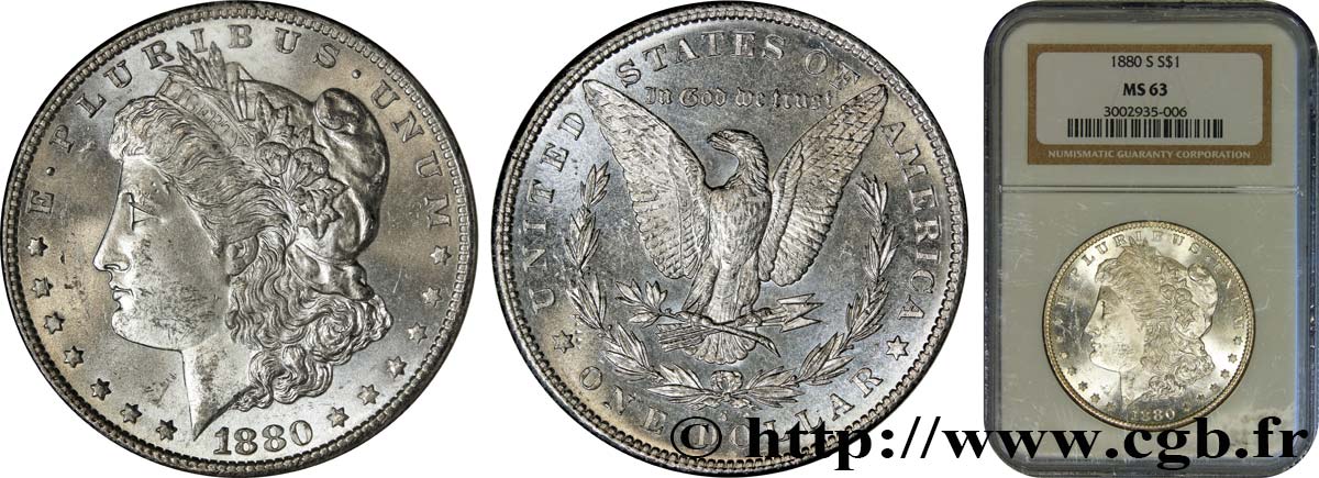 STATI UNITI D AMERICA 1 Dollar type Morgan 1880 San Francisco - S MS63 NGC