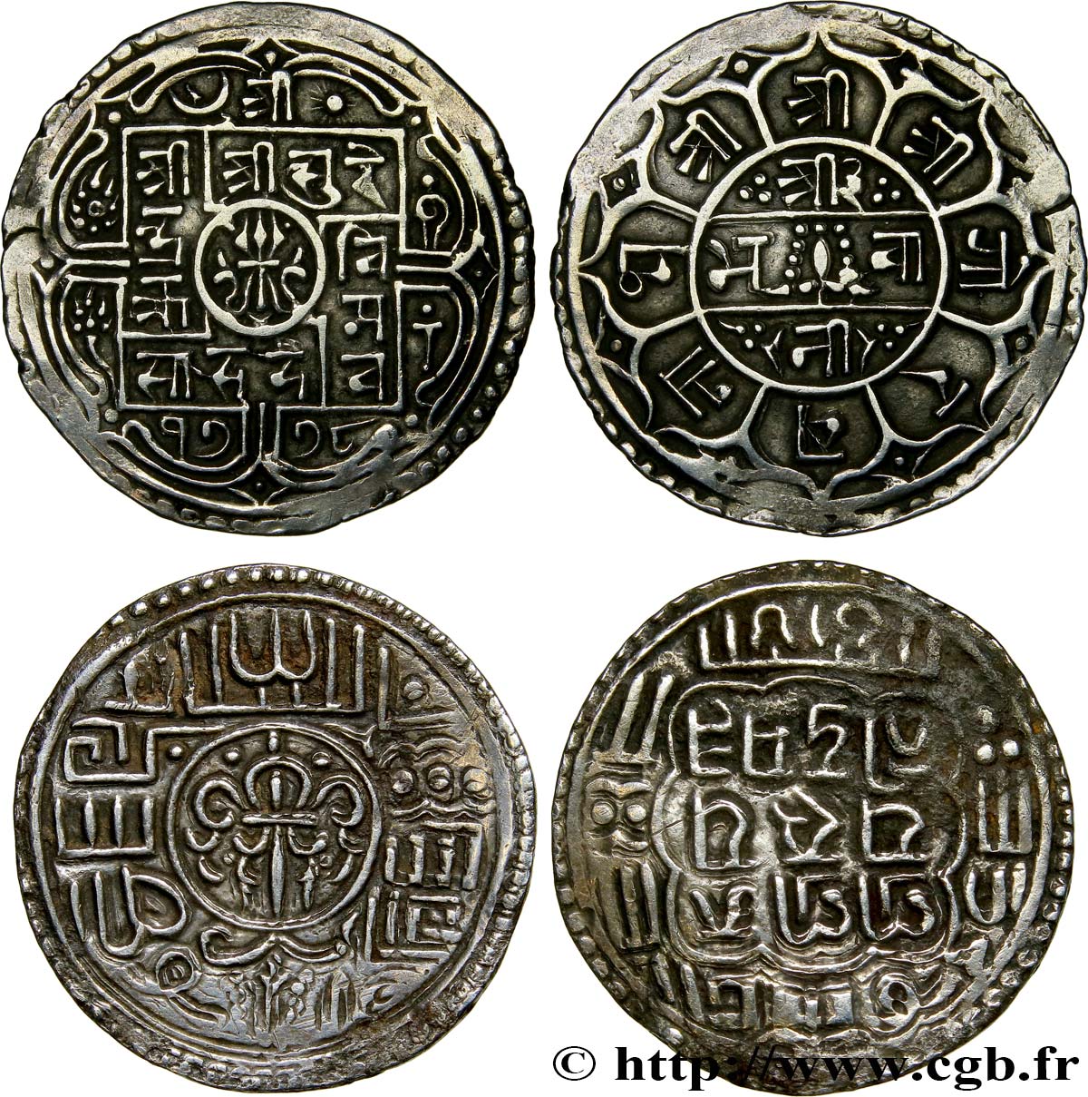 NÉPAL Lot de 2 pièces de 1 Mohar 1816-1847  TTB 