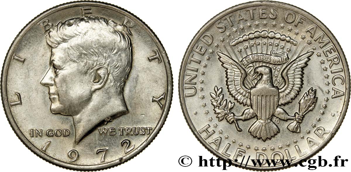 VEREINIGTE STAATEN VON AMERIKA 1/2 Dollar Kennedy 1972 Philadelphie VZ