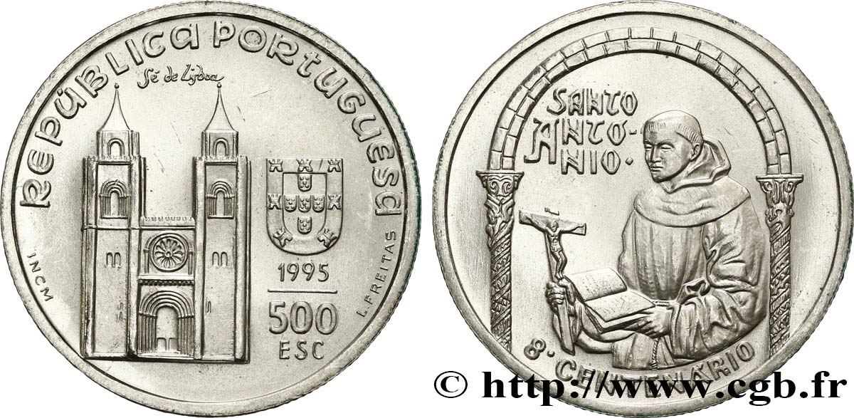 PORTUGAL 500 Escudos 800e anniversaire de la naissance de St Antoine 1995 SPL