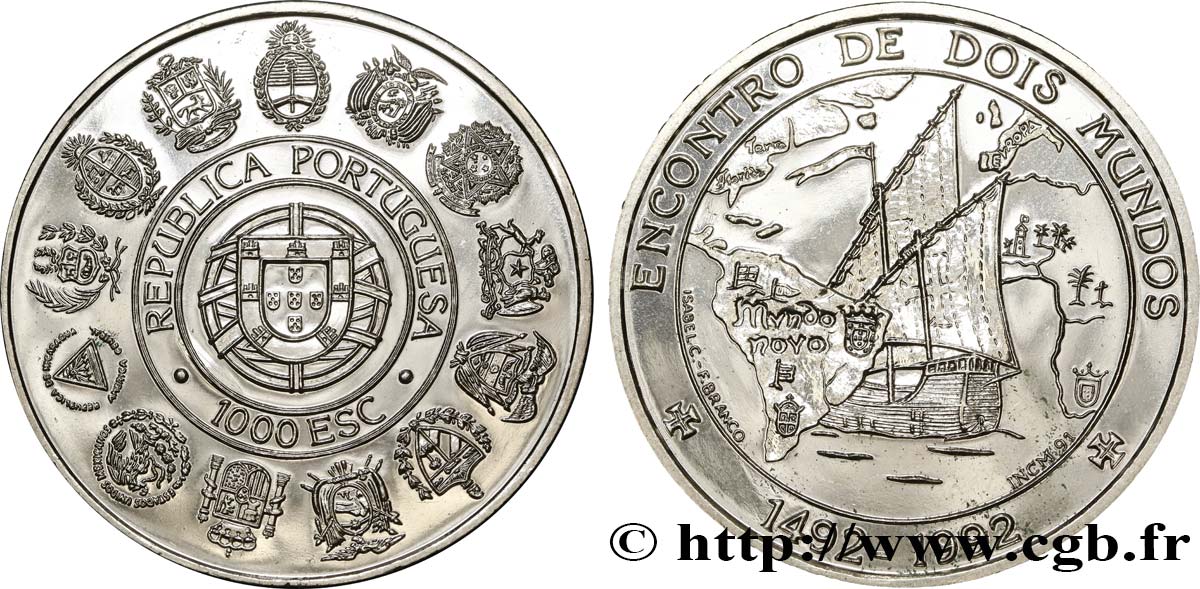 PORTUGAL 1000 Escudos Rencontre des deux mondes 1992  EBC 