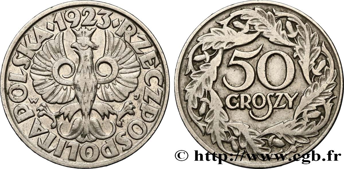 POLEN 50 Groszy 1923 Varsovie SS 