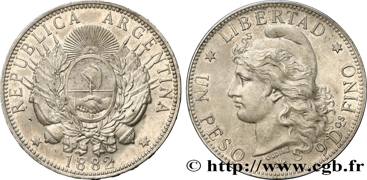 ARGENTINA 1 Peso  1882  MS 