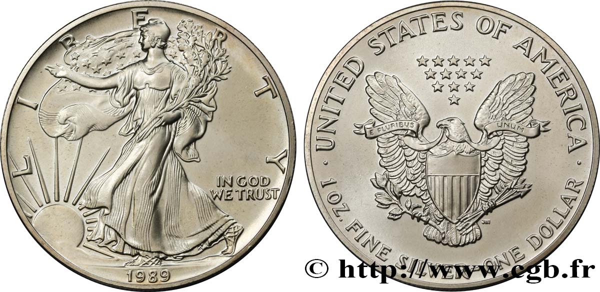 UNITED STATES OF AMERICA 1 Dollar type Silver Eagle 1989 Philadelphie MS 