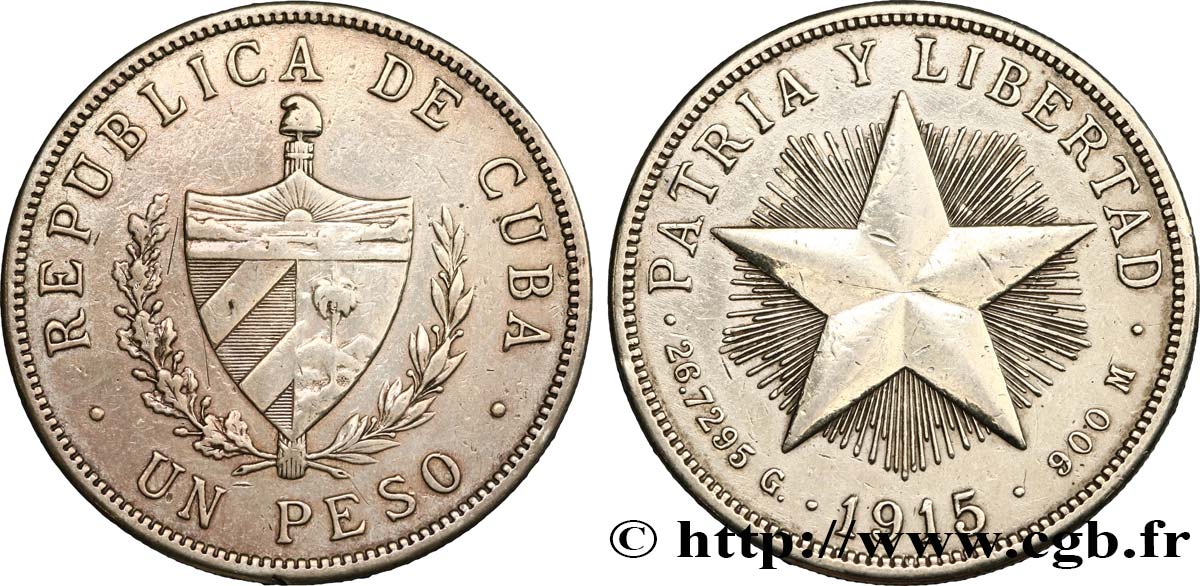 CUBA 1 Peso 1915  XF 