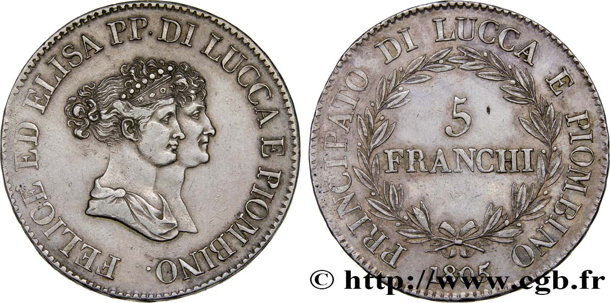 ITALIEN - LUCQUES UND PIOMBINO 5 Franchi - Moyens bustes 1805 Florence fVZ 