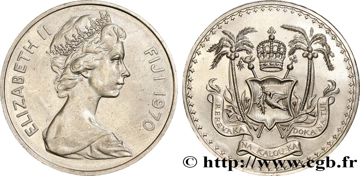 FIJI 1 Dollar Elisabeth II / emblème 1970  AU 